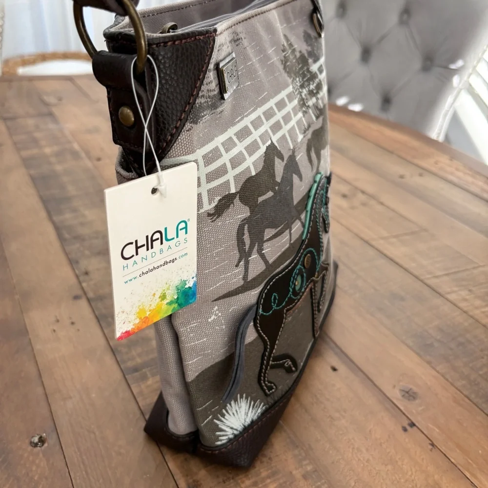 Chala Horse Design Crossbody Bag Derby Gray purse - Picture 5 of 16